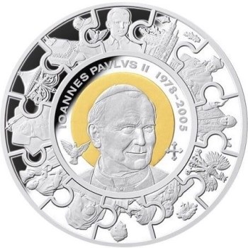 Rewers monety 5-dolarowej z 2014 roku z Wysp Cooka temacie Jana Pawła II